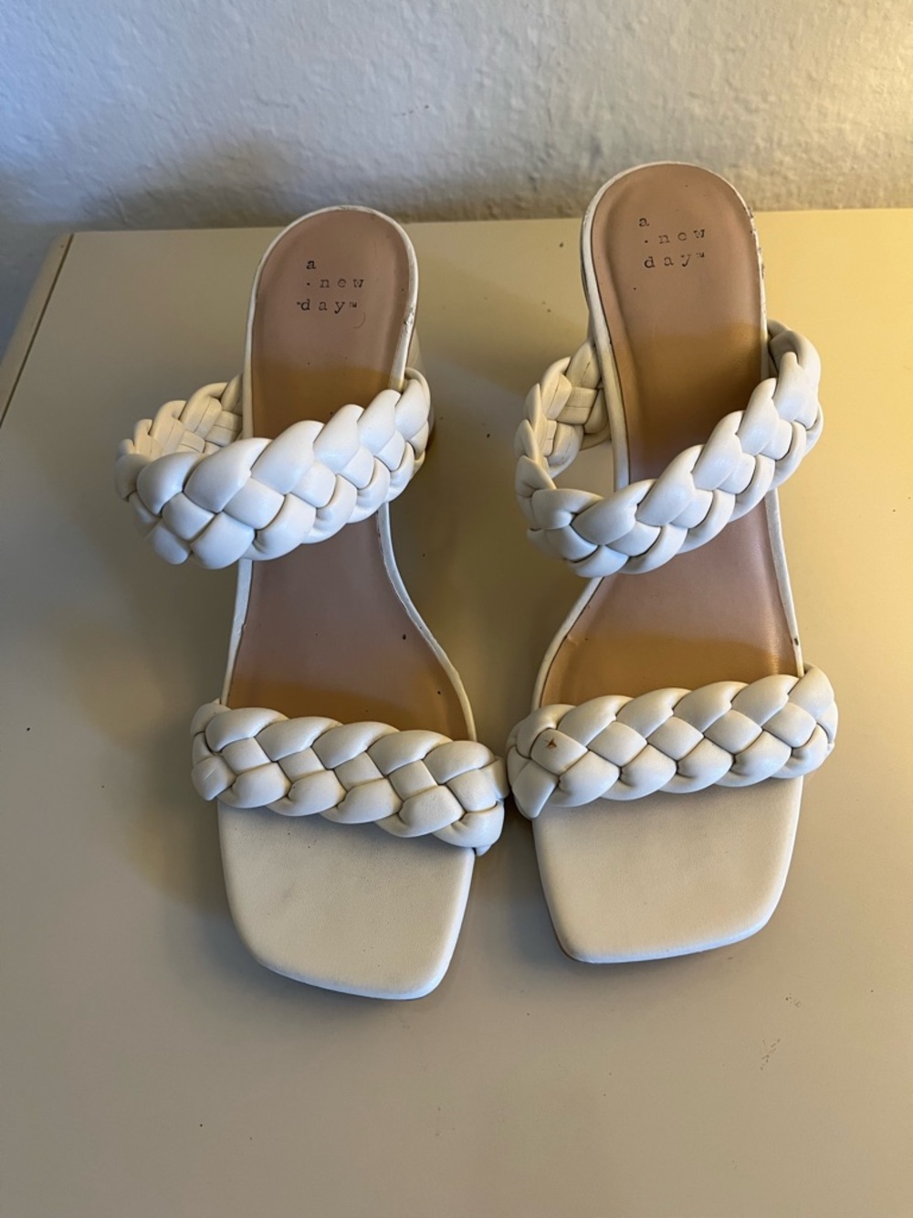 a new day White Braided Dual-Strap Slide Sandals